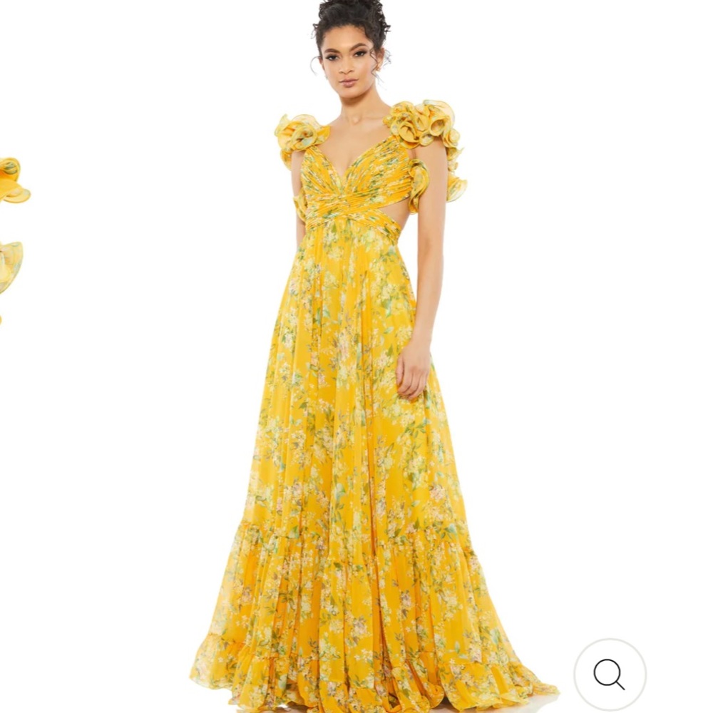 Ilena for Mac Duggal ruffle sleeve gown